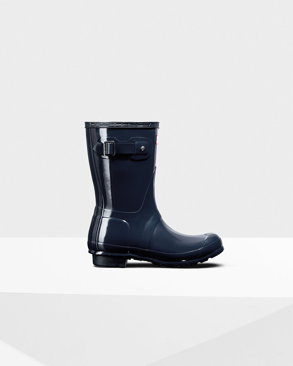 Womens Short Rain Boots - Hunter Original Gloss (08PNVHZEA) - Navy